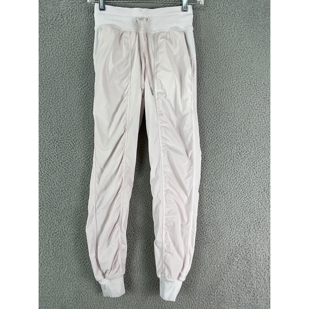 Lululemon Beyond the Studio Jogger Women 0 White Ruche Mid Rise Lined Athleisure